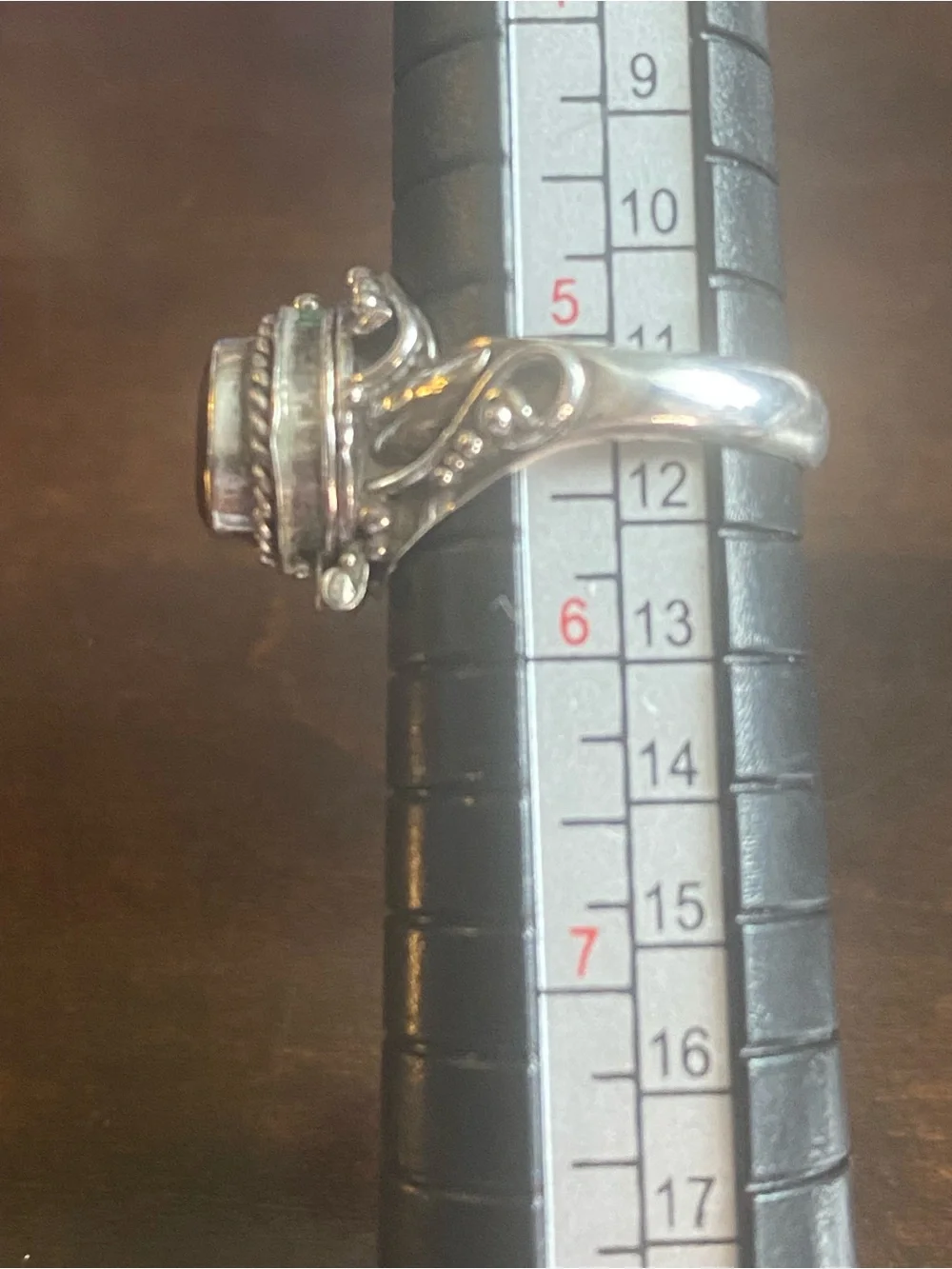 Sterling Silver Vintage Garnet Snuff Ring • Hinged Poisen Locket•Statement Ring